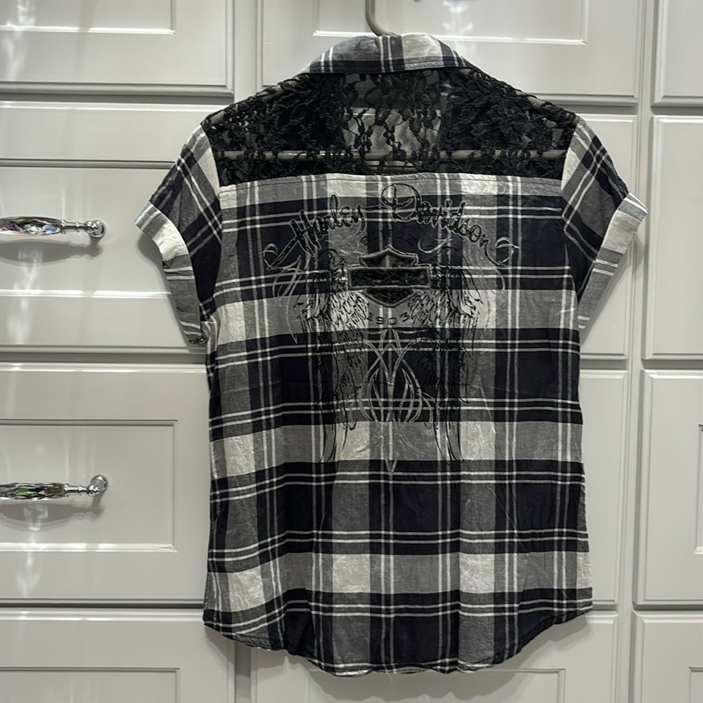 Harley-Davidson Plaid Short Sleeve Button-Down Shirt - Picture 2 of 2